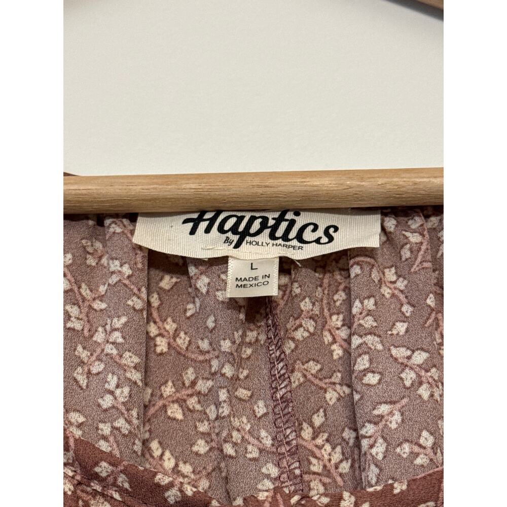 Haptics Blouse Women Large Mauve Floral Lace Trim Long Sleeve - Picture 3 of 4